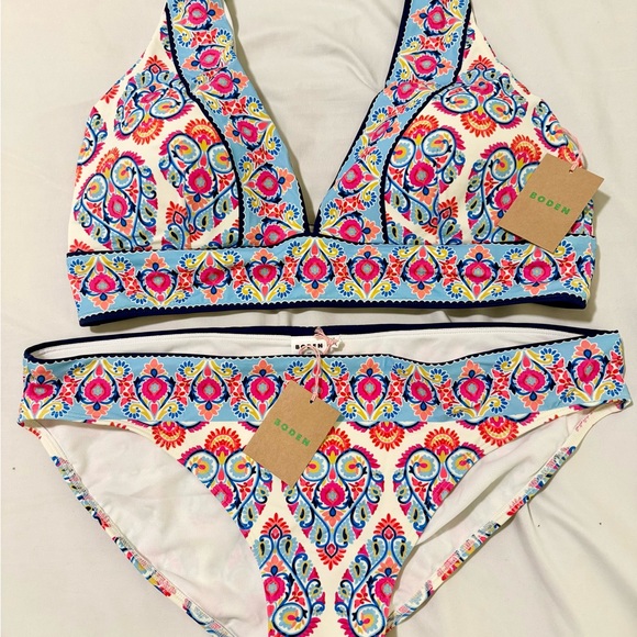 Boden Women's Vibrant Pink and Blue Bikini Set - Picture 1 of 5